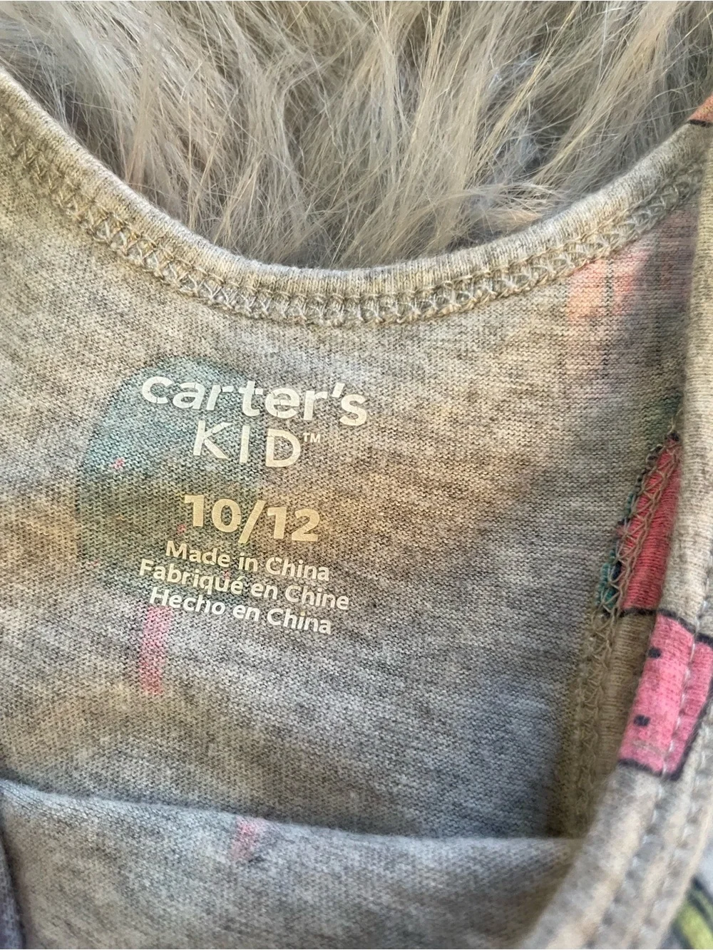 🛒Carter’s Girls' Gray Ice Cream Print Tank Dress - Pink & Teal